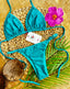 Giovanna Triangle Textured Top + Adjustable Mini Thong Bikini Bottoms