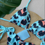 Perla Triangle Print Top + Cheeky Scrunch Tie Bikini Bottoms