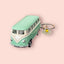 Volkswagen Bus Keychain with Flower Charm