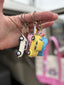 Volkswagen Beetle Keychain with Flower Charm