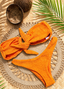 Pia Textured Ring Bandeau Brazilian Bikini + Full Moon Thong Bottoms