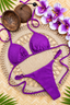 Giovanna Triangle Textured Top + Adjustable Mini Thong Bikini Bottoms