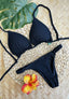 Gemma Textured Triangle Top + Mini Thong Bikini Bottoms